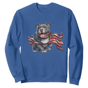 Patriotic Pitbull Dog USA Flag Sweatshirt 4th Of July Pride TS12 Royal Blue Print Your Wear