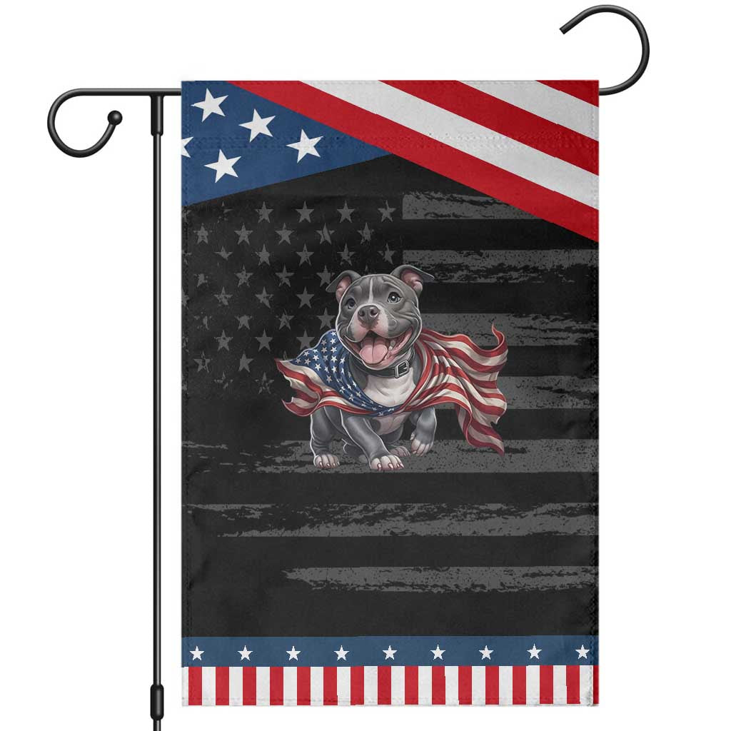 Cute Pitbull Dog USA Flag Patriotic Garden Flag 4th Of July Pride TS12 Distressed Black Blue Print Your Wear