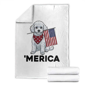 Merica Poodle Mom Dad Patriotic Gift Throw Blanket 4th Of July Pride TS12 White Print Your Wear