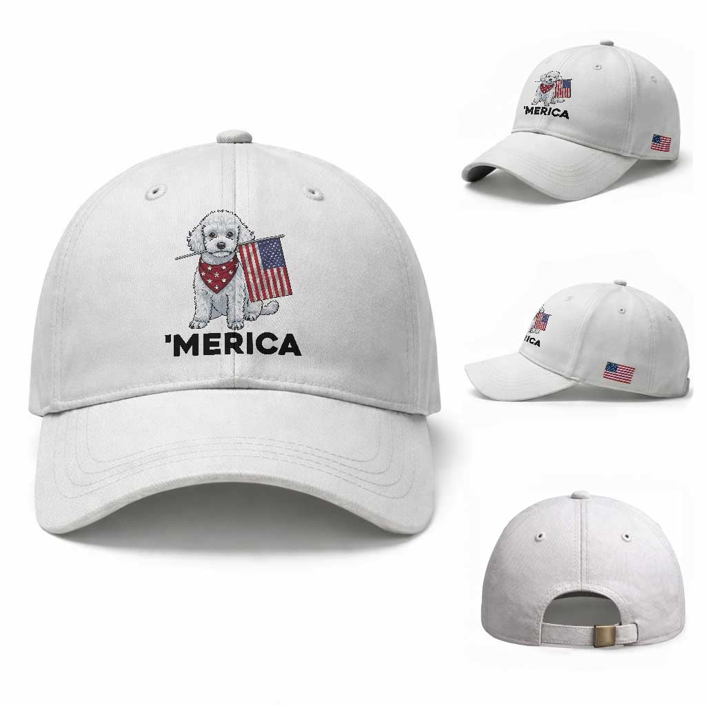Merica Poodle Mom Dad Patriotic Gift Baseball Cap 4th Of July Pride TS12 Baseball Cap Universal Fit White Print Your Wear