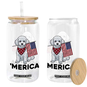 Merica Poodle Mom Dad Patriotic Gift Glass Can 4th Of July Pride TS12 Print Your Wear