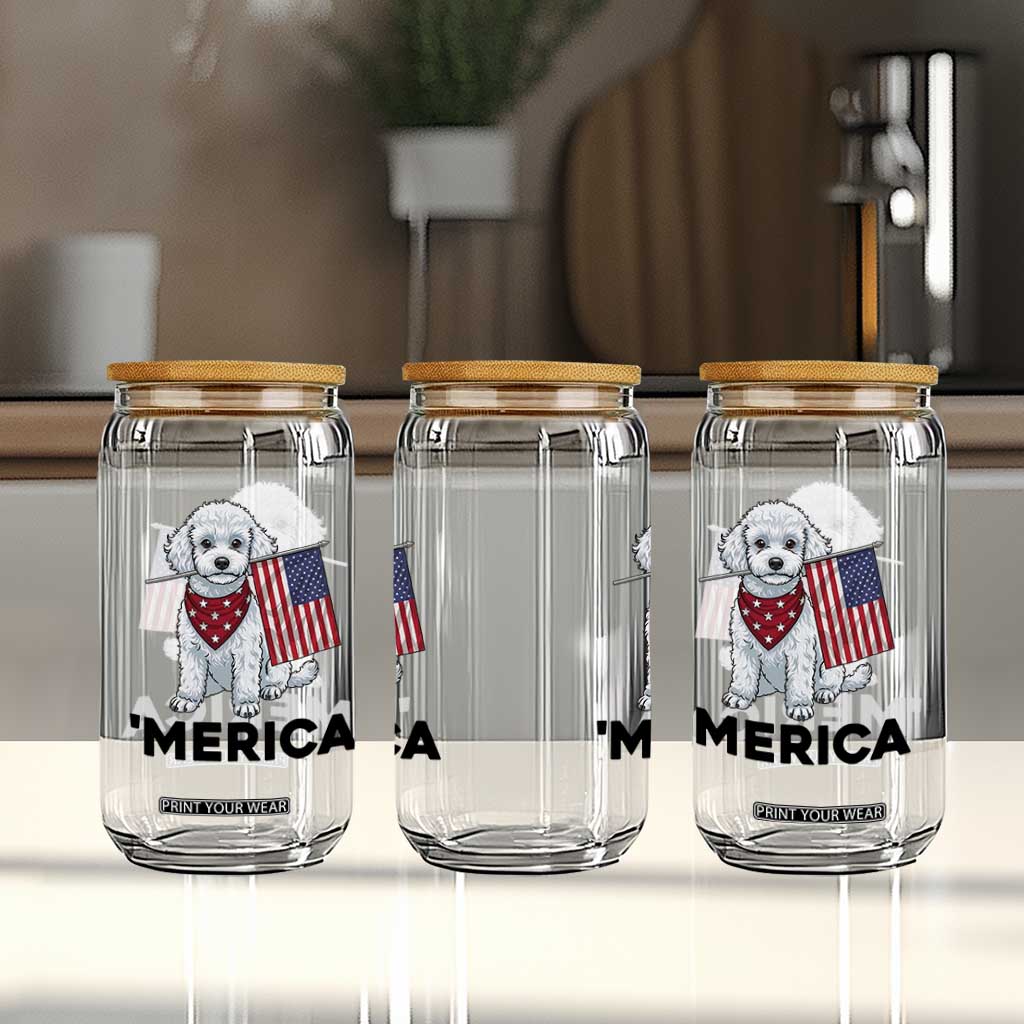 Merica Poodle Mom Dad Patriotic Gift Glass Can 4th Of July Pride TS12 Print Your Wear
