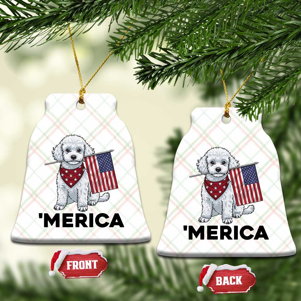 Merica Poodle Mom Dad Patriotic Gift Ceramic Ornament 4th Of July Pride TS12 Print Your Wear