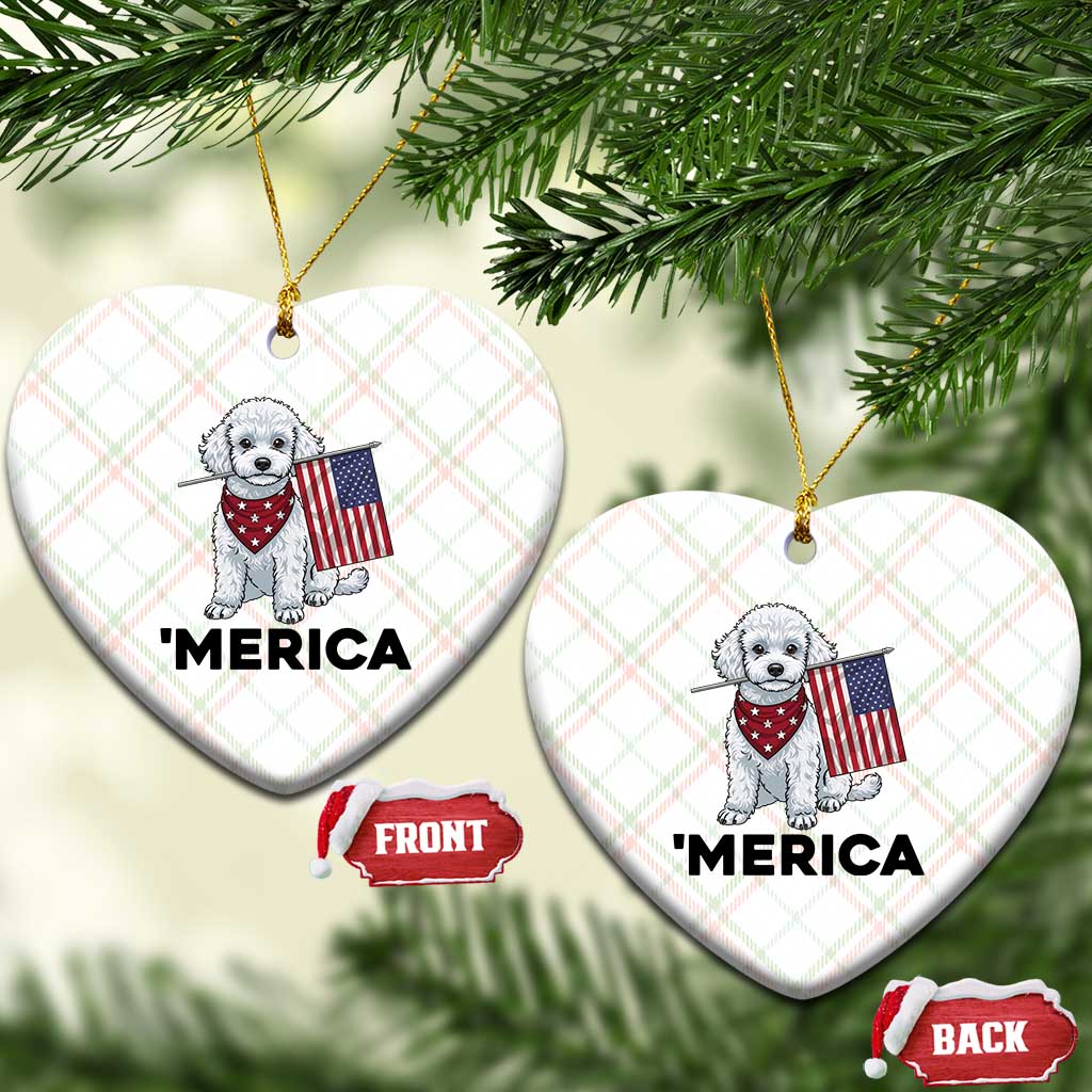 Merica Poodle Mom Dad Patriotic Gift Ceramic Ornament 4th Of July Pride TS12 Print Your Wear
