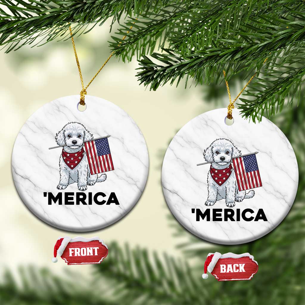 Merica Poodle Mom Dad Patriotic Gift Ceramic Ornament 4th Of July Pride TS12 1pc White Marble Print Your Wear