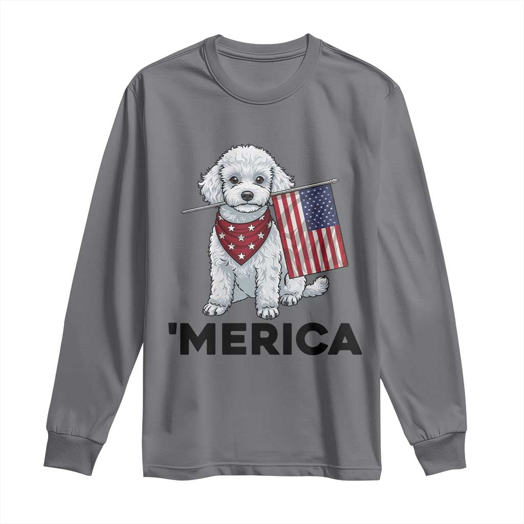 Merica Poodle Mom Dad Patriotic Gift Long Sleeve Shirt 4th Of July Pride TS12 Charcoal Print Your Wear