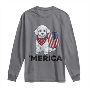 Merica Poodle Mom Dad Patriotic Gift Long Sleeve Shirt 4th Of July Pride TS12 Charcoal Print Your Wear