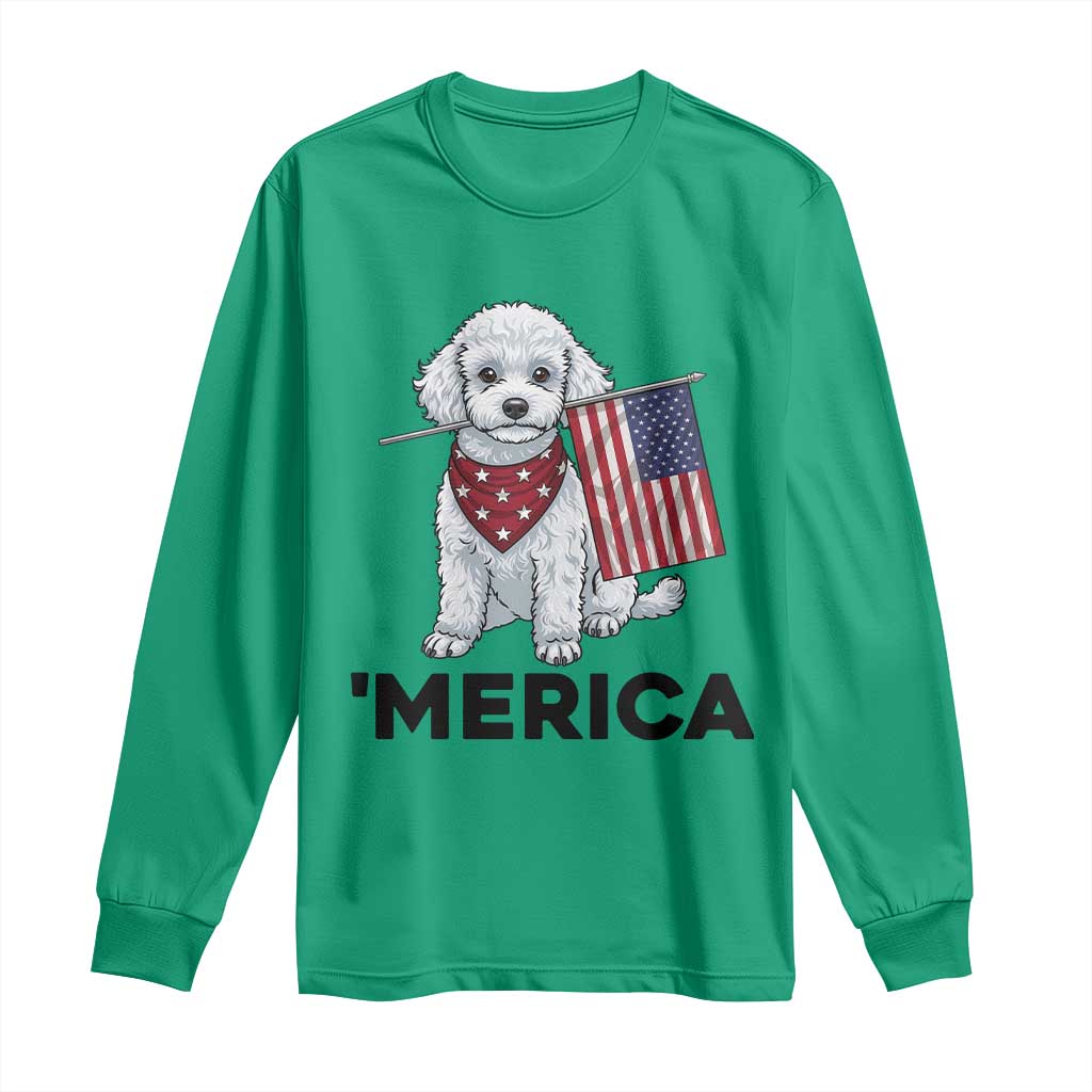 Merica Poodle Mom Dad Patriotic Gift Long Sleeve Shirt 4th Of July Pride TS12 Irish Green Print Your Wear