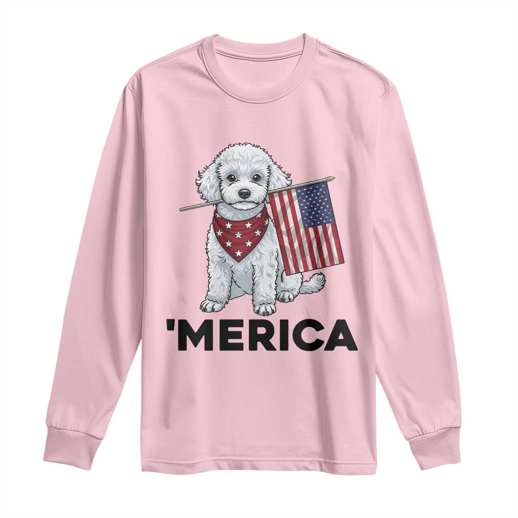Merica Poodle Mom Dad Patriotic Gift Long Sleeve Shirt 4th Of July Pride TS12 Light Pink Print Your Wear