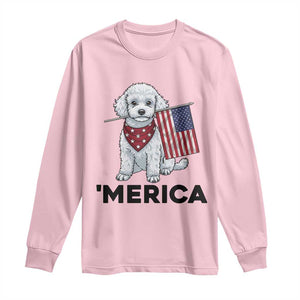 Merica Poodle Mom Dad Patriotic Gift Long Sleeve Shirt 4th Of July Pride TS12 Light Pink Print Your Wear