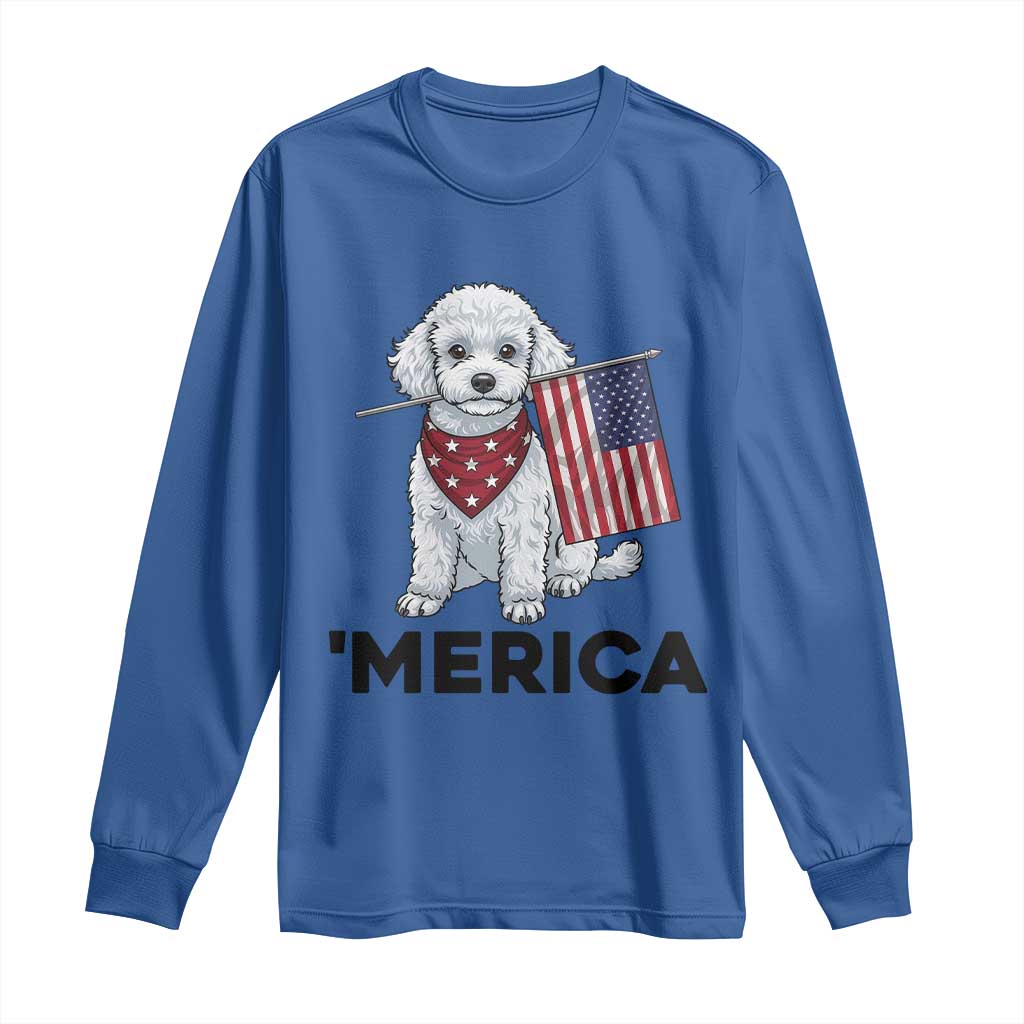 Merica Poodle Mom Dad Patriotic Gift Long Sleeve Shirt 4th Of July Pride TS12 Royal Blue Print Your Wear