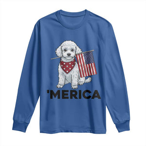 Merica Poodle Mom Dad Patriotic Gift Long Sleeve Shirt 4th Of July Pride TS12 Royal Blue Print Your Wear
