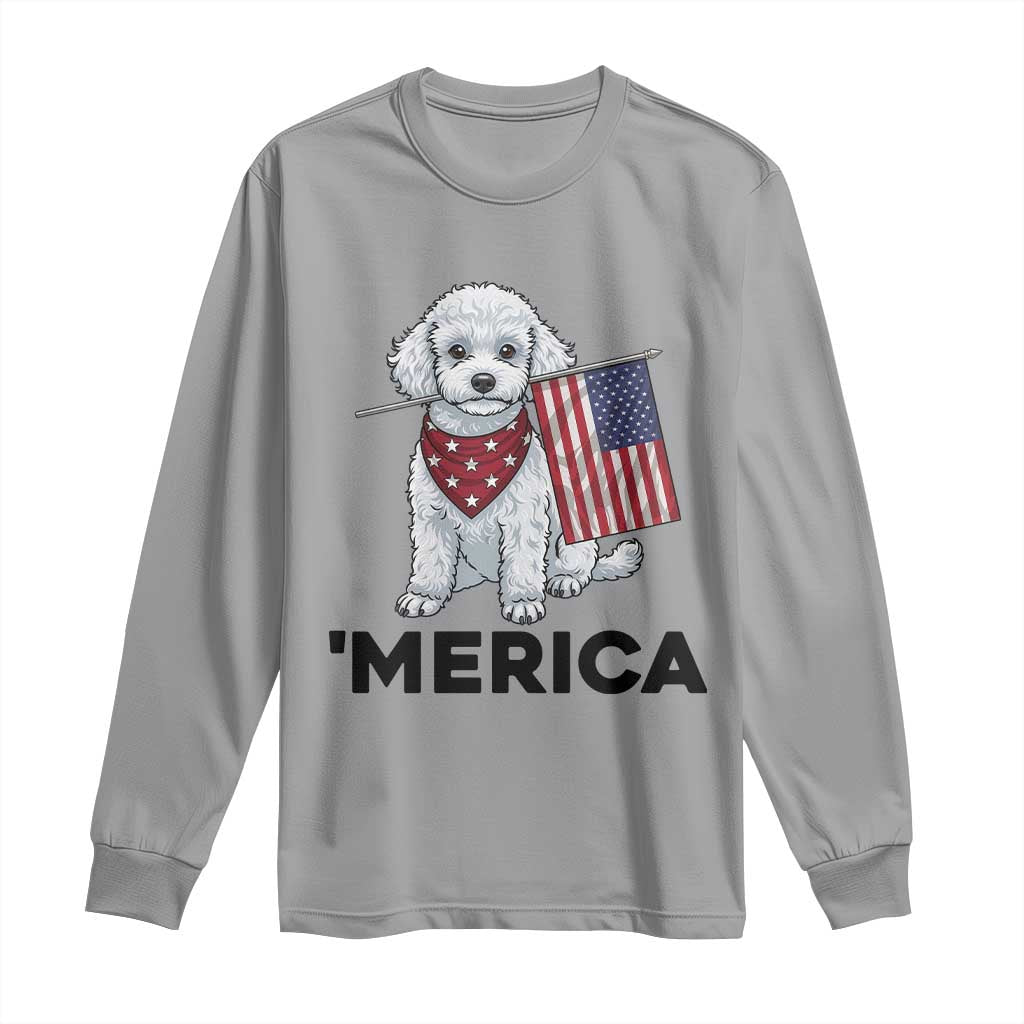 Merica Poodle Mom Dad Patriotic Gift Long Sleeve Shirt 4th Of July Pride TS12 Sport Gray Print Your Wear
