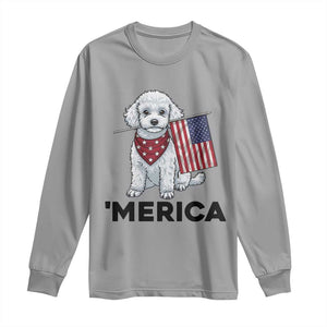Merica Poodle Mom Dad Patriotic Gift Long Sleeve Shirt 4th Of July Pride TS12 Sport Gray Print Your Wear