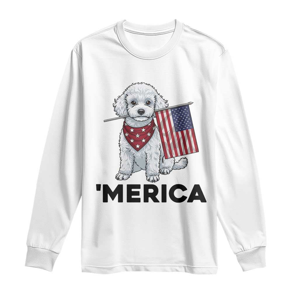 Merica Poodle Mom Dad Patriotic Gift Long Sleeve Shirt 4th Of July Pride TS12 White Print Your Wear