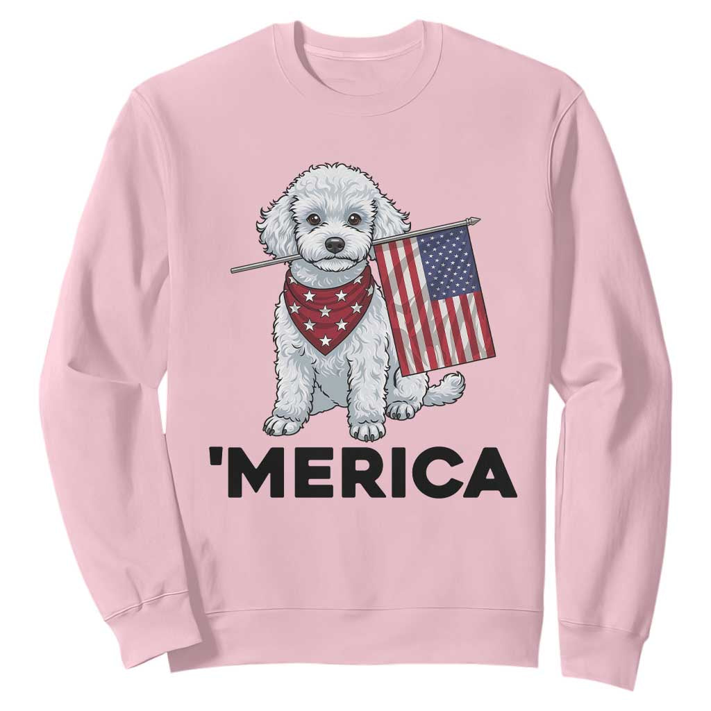 Merica Poodle Mom Dad Patriotic Gift Sweatshirt 4th Of July Pride TS12 Light Pink Print Your Wear