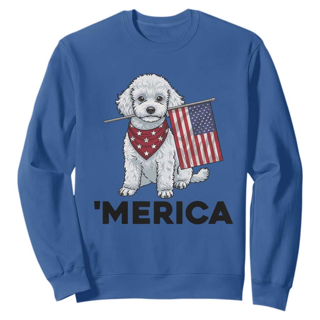 Merica Poodle Mom Dad Patriotic Gift Sweatshirt 4th Of July Pride TS12 Royal Blue Print Your Wear