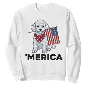 Merica Poodle Mom Dad Patriotic Gift Sweatshirt 4th Of July Pride TS12 White Print Your Wear
