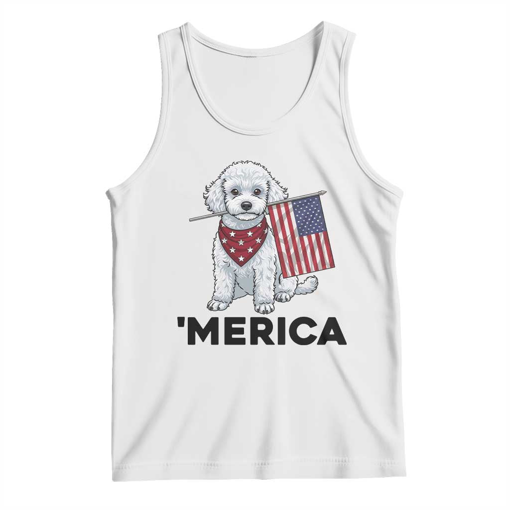 Merica Poodle Mom Dad Patriotic Gift Tank Top 4th Of July Pride TS12 White Print Your Wear