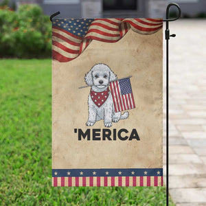Merica Poodle Mom Dad Gift Patriotic Garden Flag 4th Of July Pride TS12 Vintage Rustic Tan Navy Print Your Wear