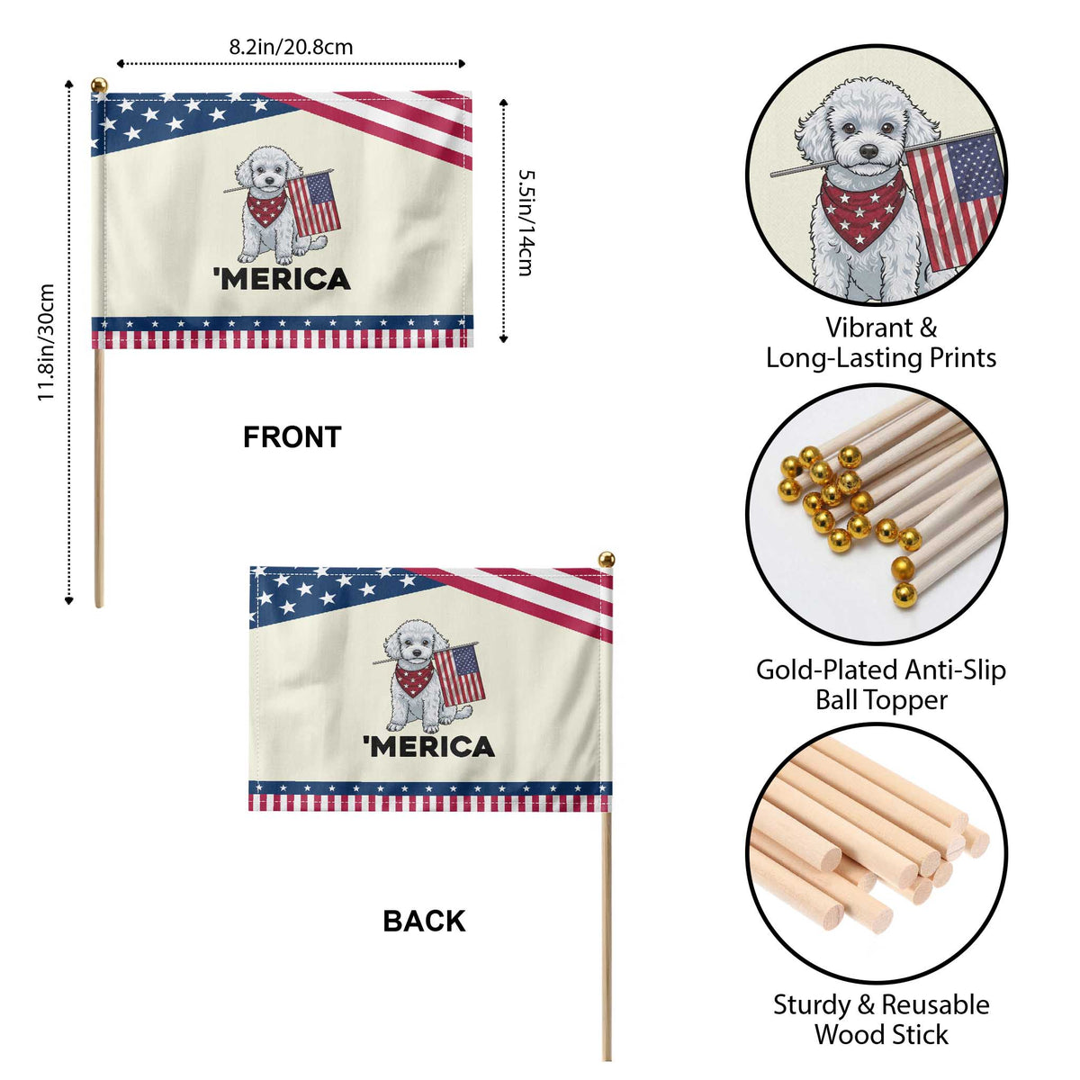 Merica Poodle Mom Dad Gift Patriotic Handheld Flag 4th Of July Pride TS12 Print Your Wear
