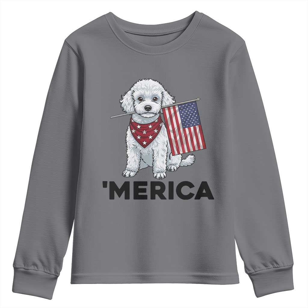 Merica Poodle Mom Dad Patriotic Gift Youth Sweatshirt 4th Of July Pride TS12 Charcoal Print Your Wear
