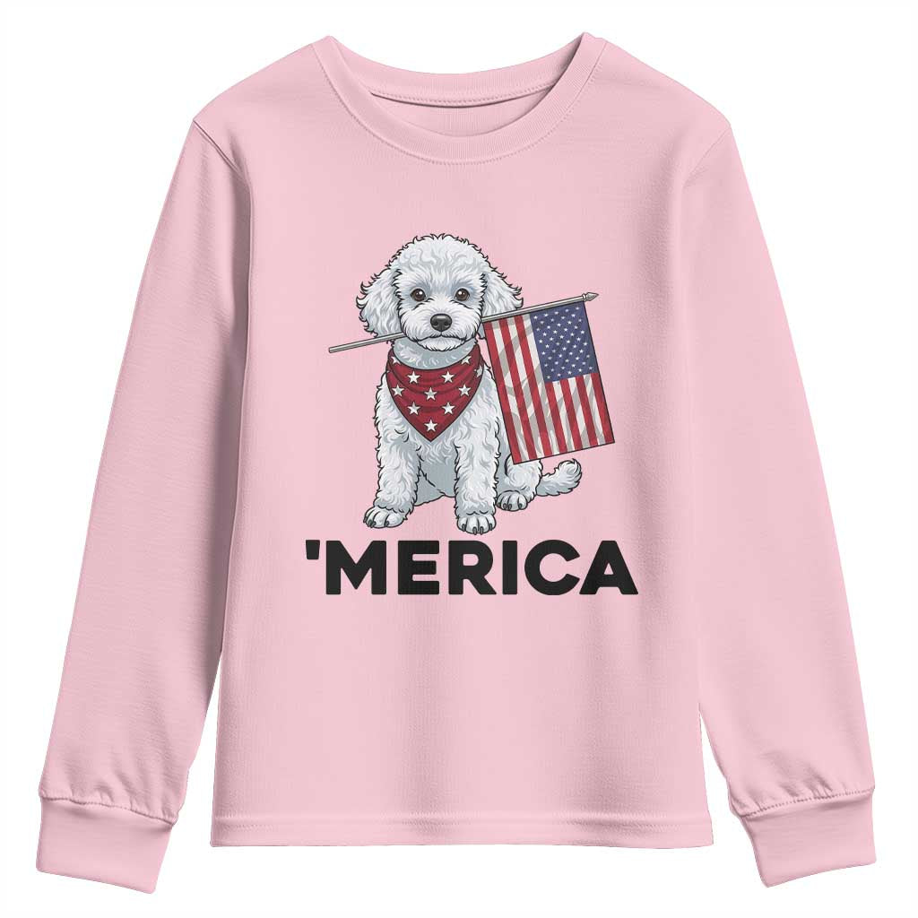 Merica Poodle Mom Dad Patriotic Gift Youth Sweatshirt 4th Of July Pride TS12 Light Pink Print Your Wear