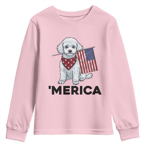 Merica Poodle Mom Dad Patriotic Gift Youth Sweatshirt 4th Of July Pride TS12 Light Pink Print Your Wear