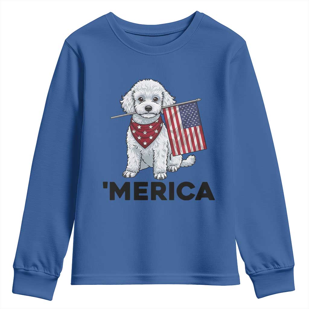 Merica Poodle Mom Dad Patriotic Gift Youth Sweatshirt 4th Of July Pride TS12 Royal Blue Print Your Wear