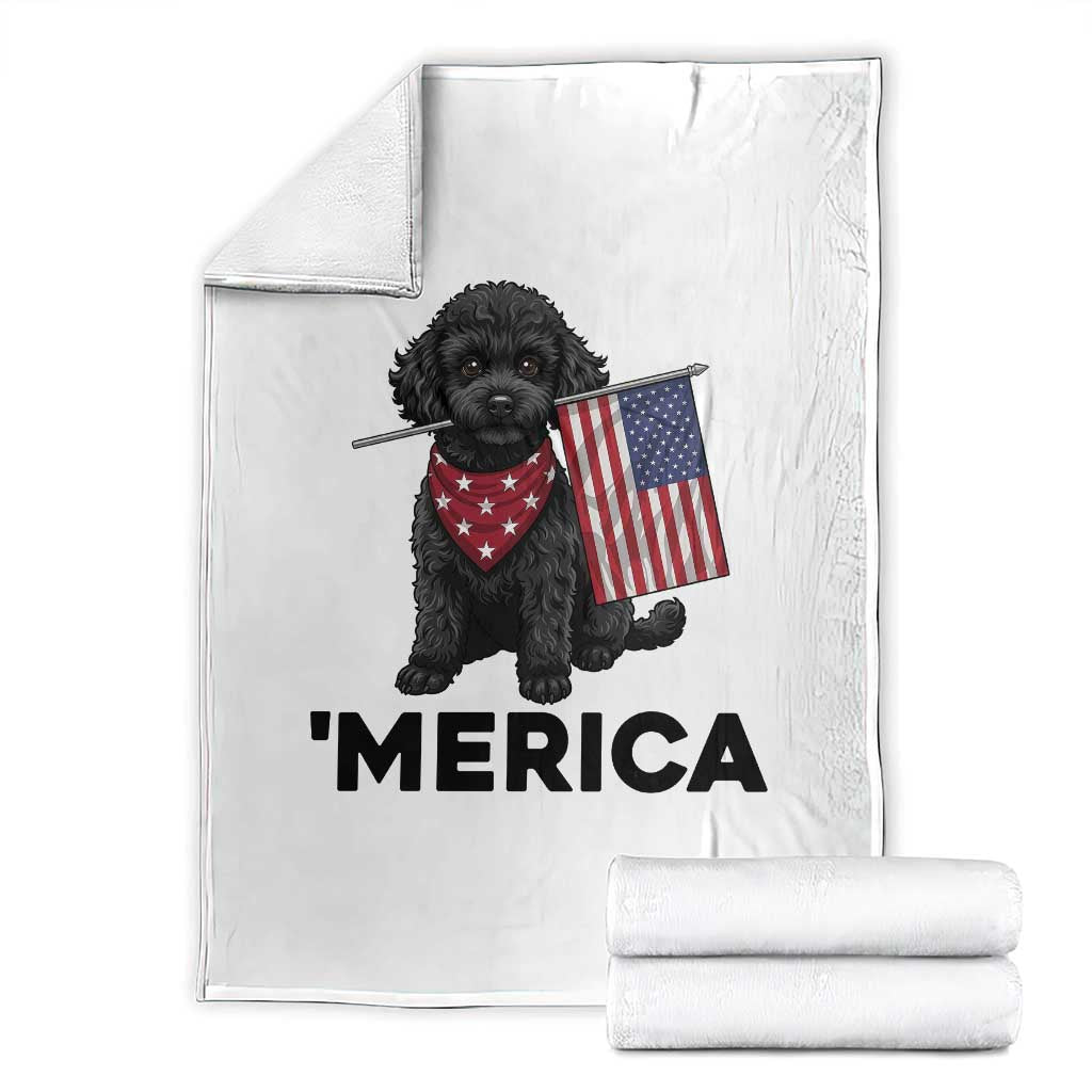 Merica Poodle Dog Lover Gift Throw Blanket Patriotic 4th Of July TS12 White Print Your Wear