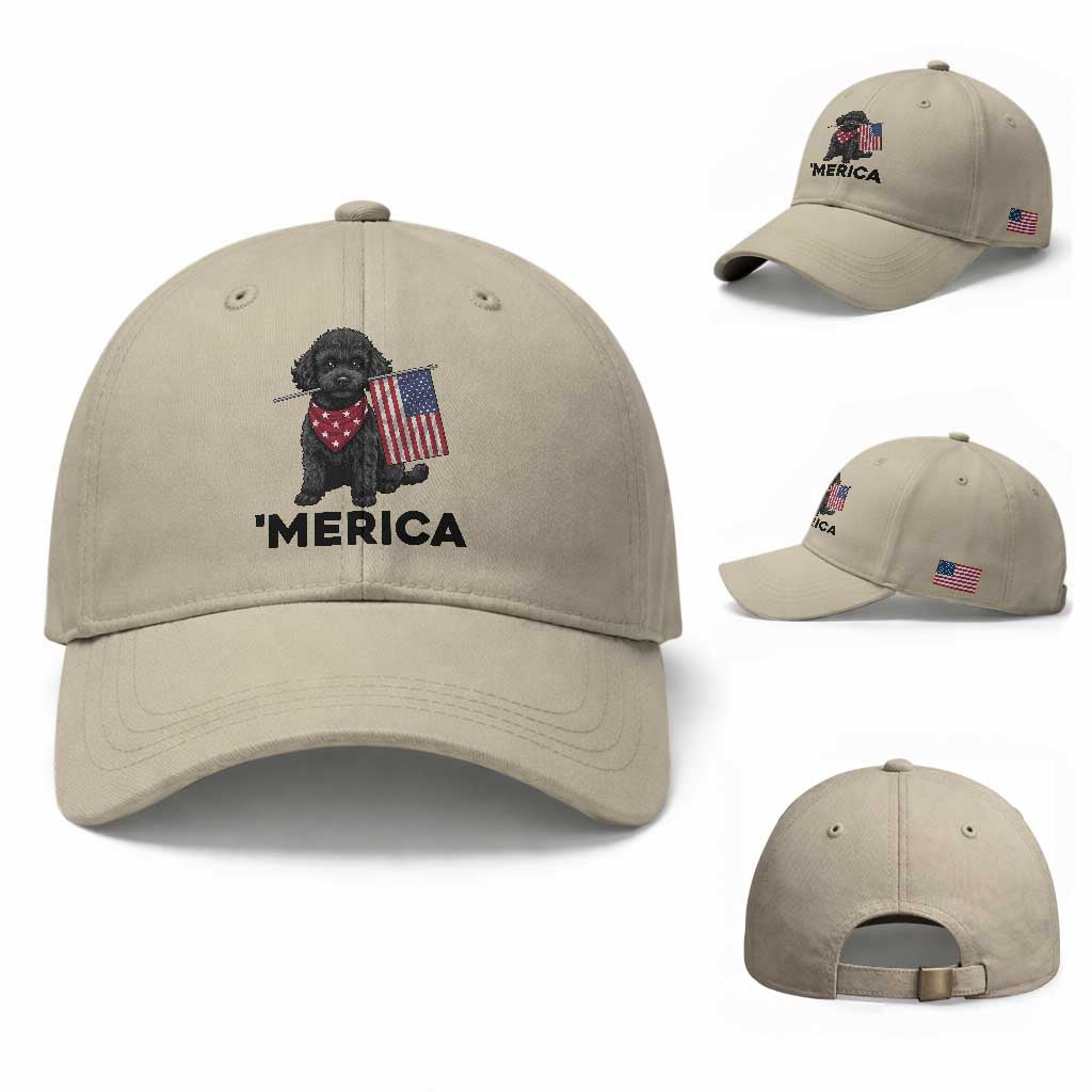 Merica Poodle Dog Lover Gift Baseball Cap Patriotic 4th Of July TS12 Baseball Cap Universal Fit Beige Print Your Wear