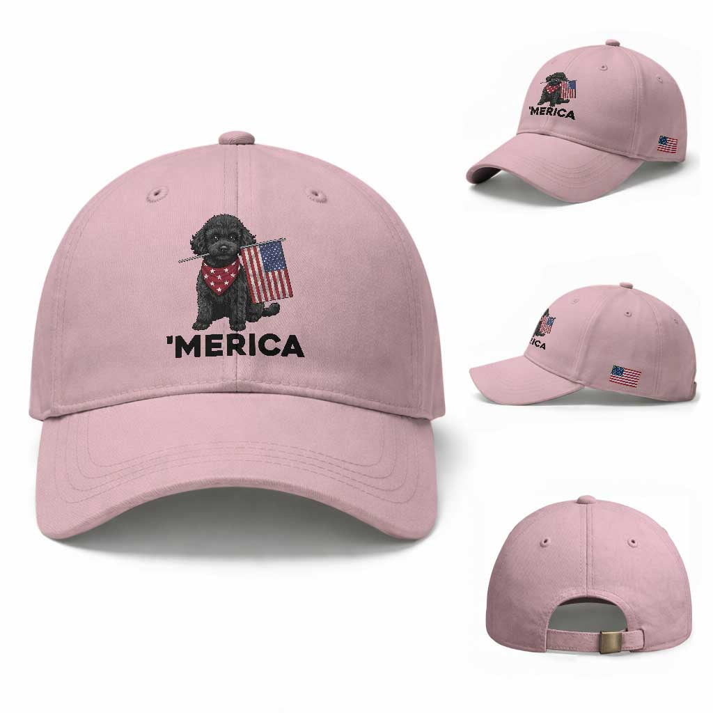 Merica Poodle Dog Lover Gift Baseball Cap Patriotic 4th Of July TS12 Baseball Cap Universal Fit Light Pink Print Your Wear