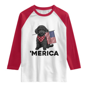 Merica Poodle Dog Lover Gift Raglan Shirt Patriotic 4th Of July TS12 White Red Print Your Wear