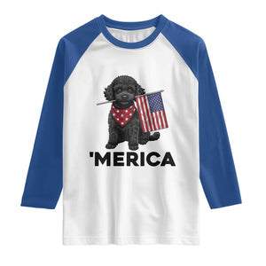 Merica Poodle Dog Lover Gift Raglan Shirt Patriotic 4th Of July TS12 White Royal Print Your Wear