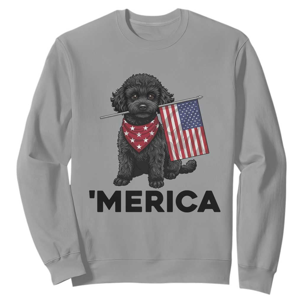 Merica Poodle Dog Lover Gift Sweatshirt Patriotic 4th Of July TS12 Sport Gray Print Your Wear