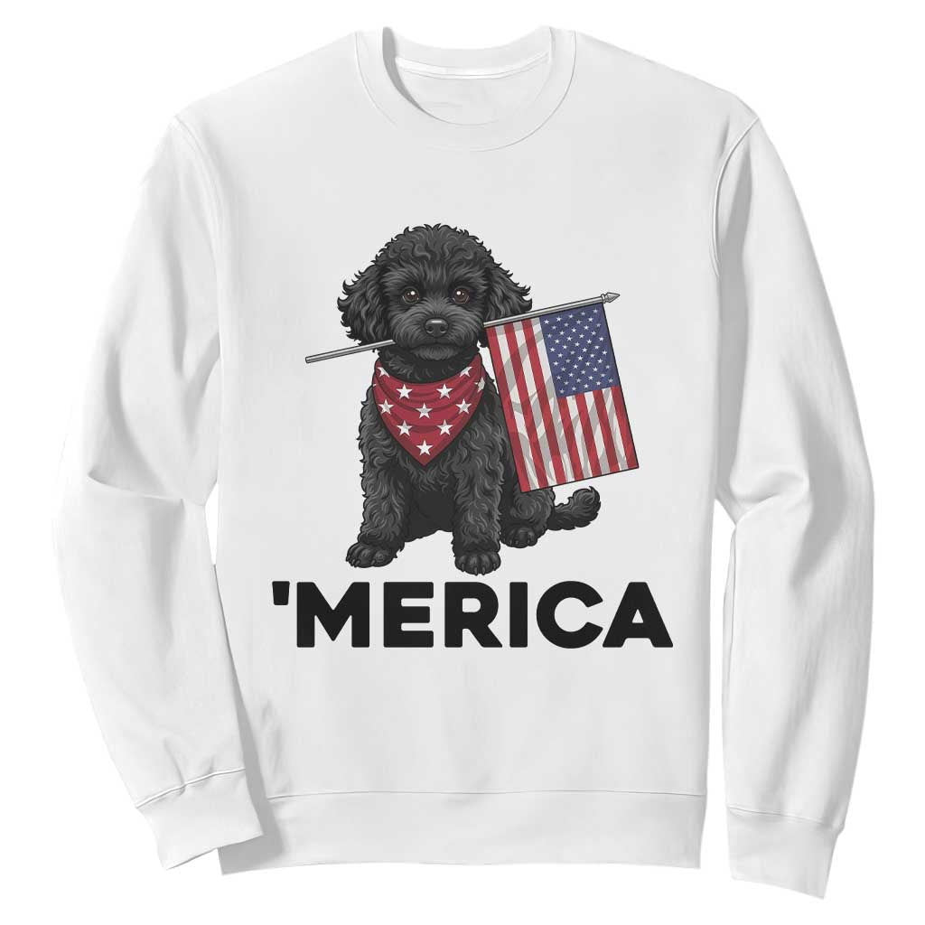 Merica Poodle Dog Lover Gift Sweatshirt Patriotic 4th Of July TS12 White Print Your Wear