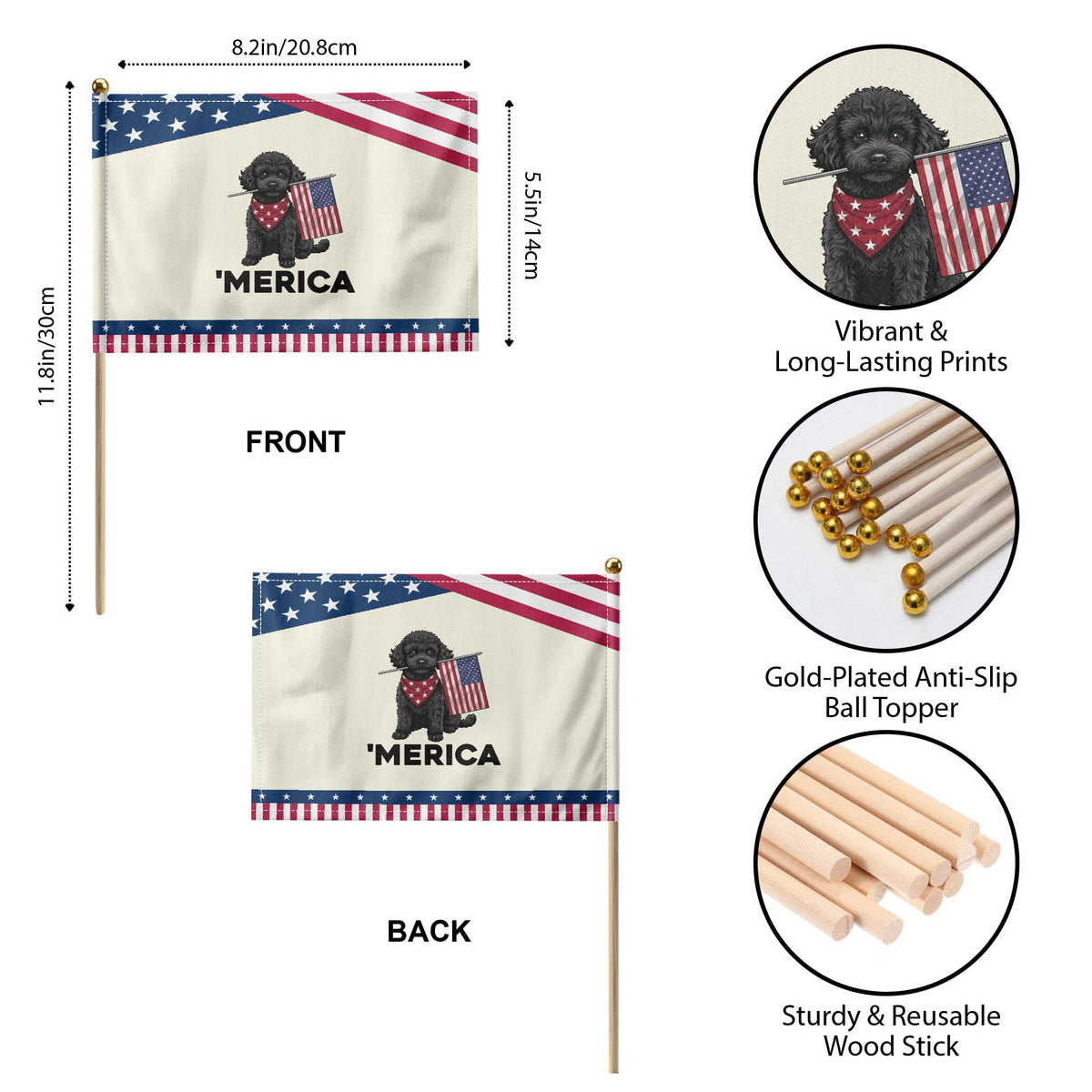 Merica Poodle Dog Lover Gift Patriotic Handheld Flag 4th Of July TS12 Print Your Wear