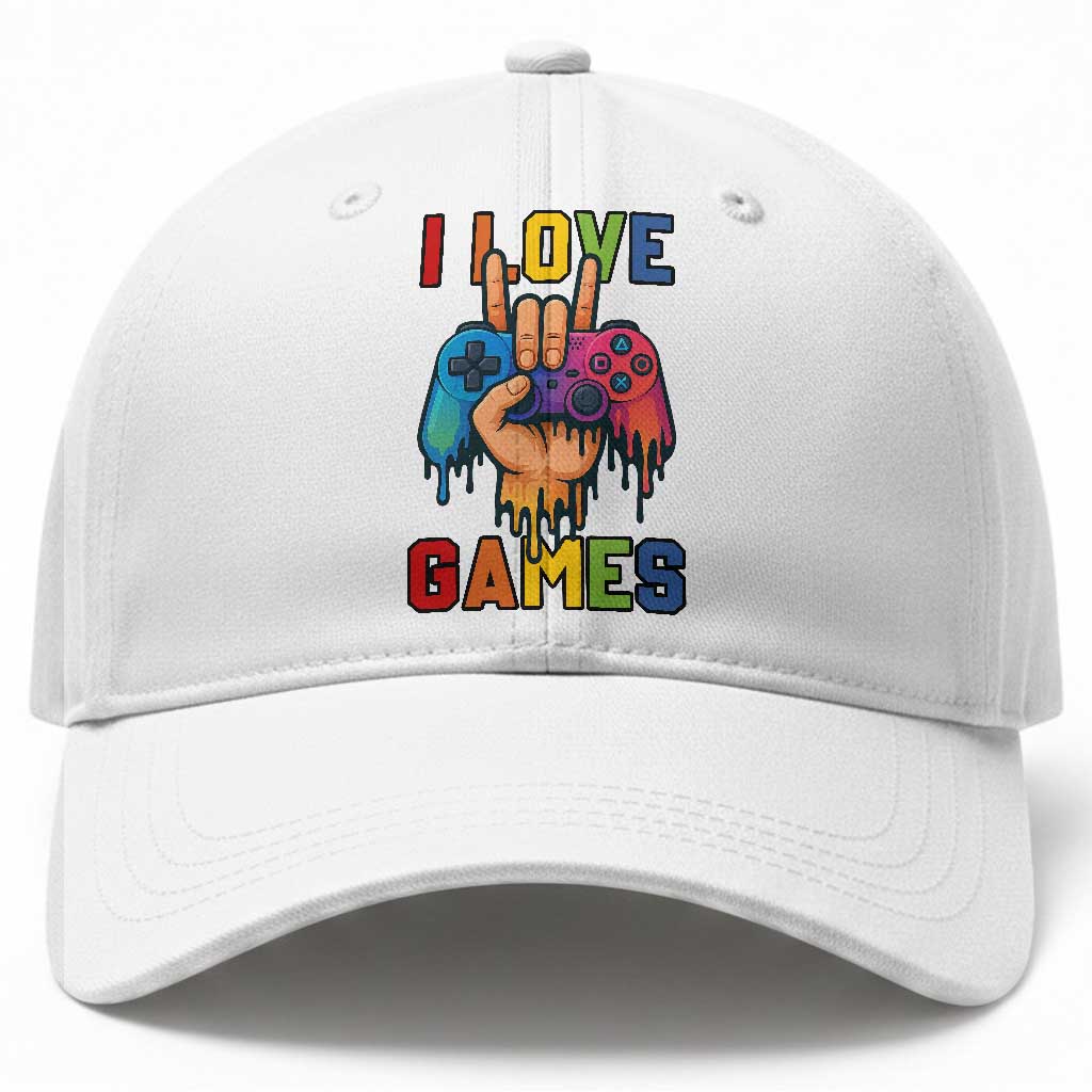 I Love Games Colorful Gamer Controller Gift Baseball Cap TS12 Print Your Wear