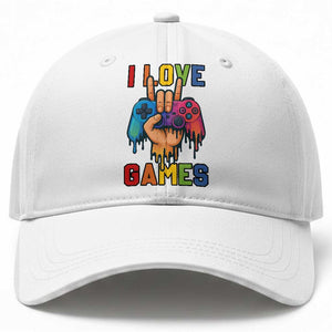 I Love Games Colorful Gamer Controller Gift Baseball Cap TS12 Print Your Wear