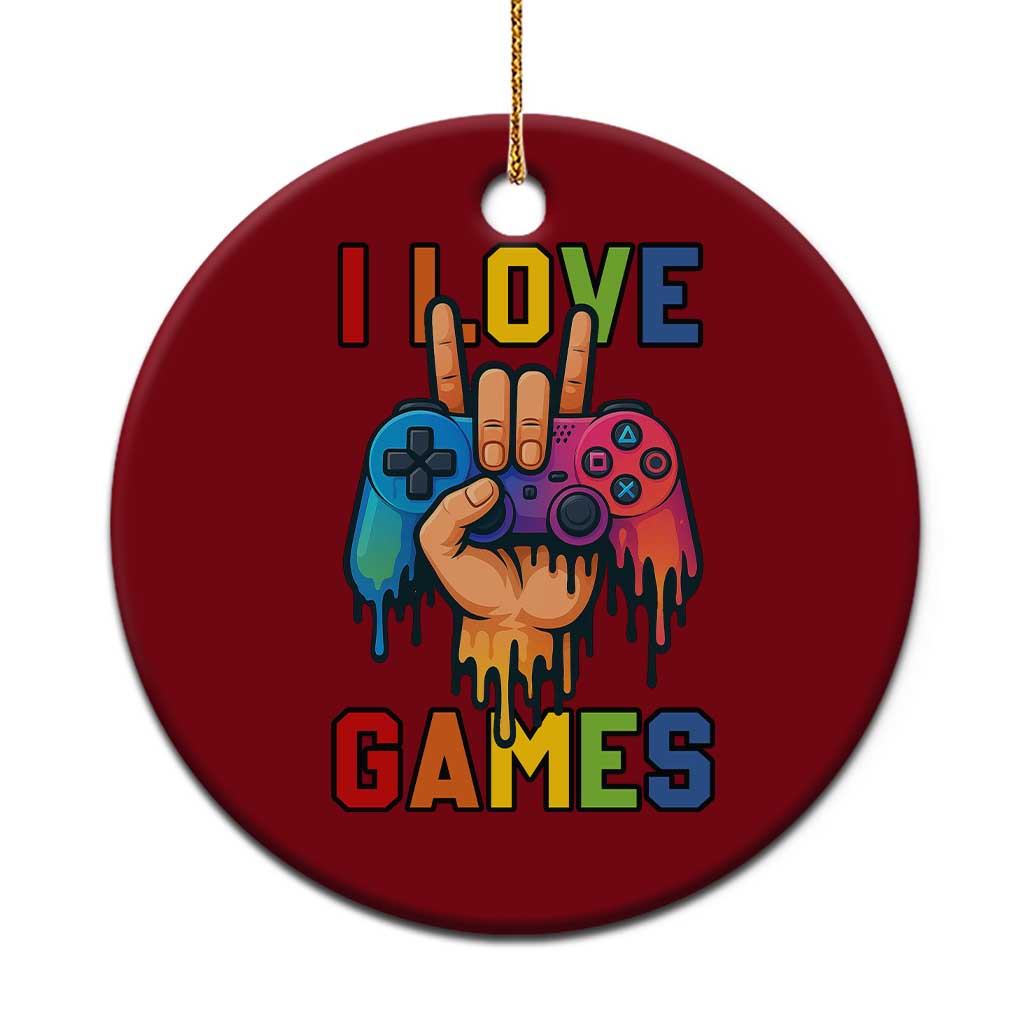 I Love Games Colorful Gamer Controller Gift Ceramic Ornament TS12 1pc Red Print Your Wear