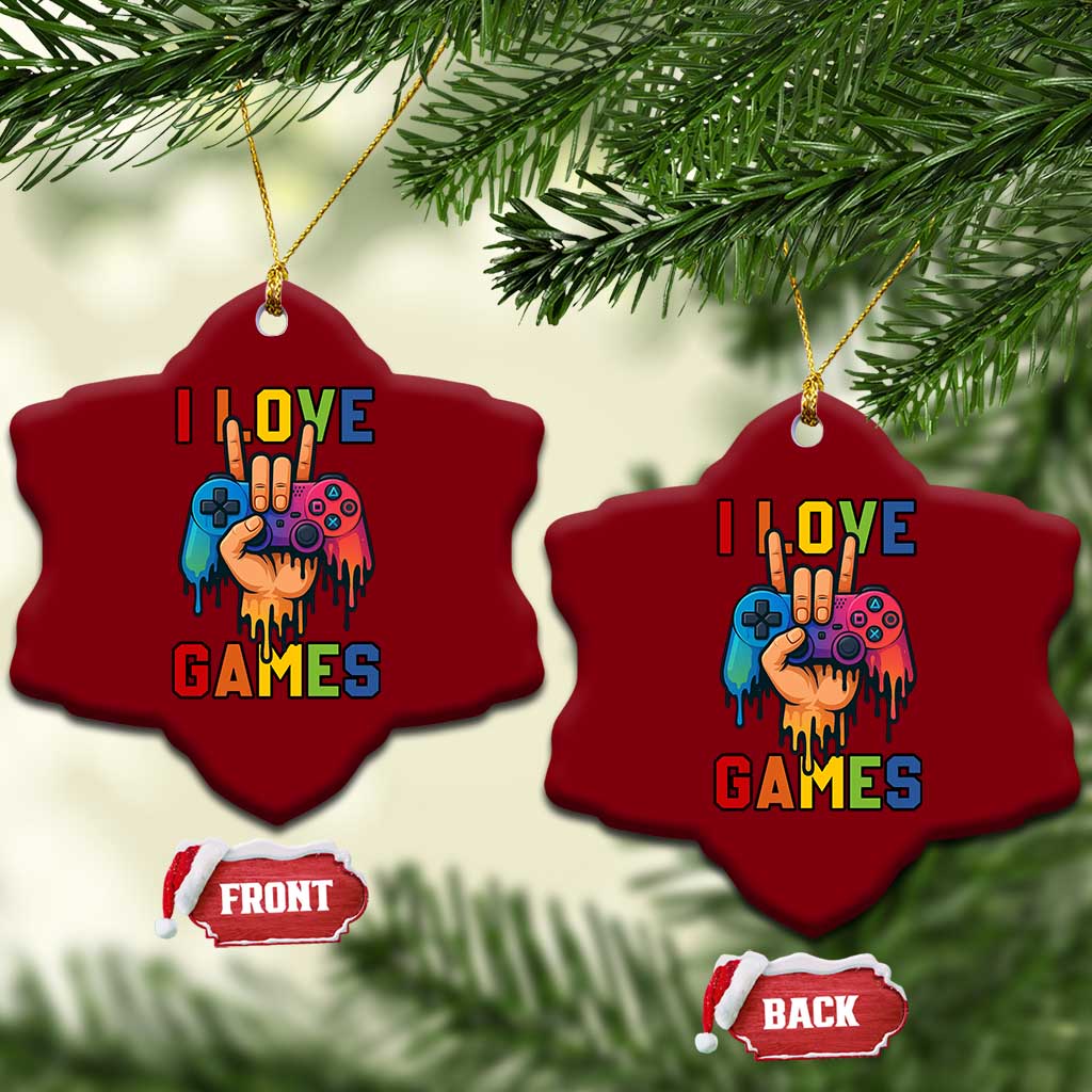I Love Games Colorful Gamer Controller Gift Ceramic Ornament TS12 Print Your Wear