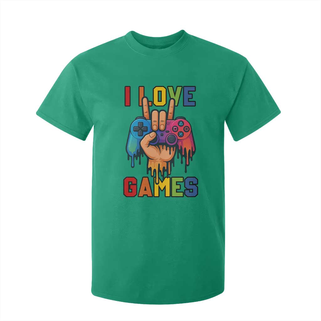I Love Games Colorful Gamer Controller Gift T Shirt For Kid TS12 Irish Green Print Your Wear