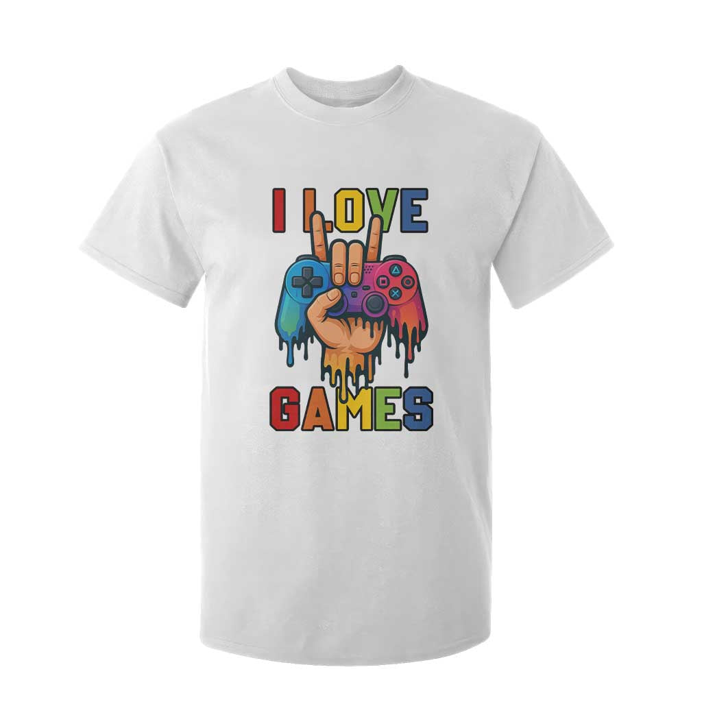 I Love Games Colorful Gamer Controller Gift T Shirt For Kid TS12 White Print Your Wear