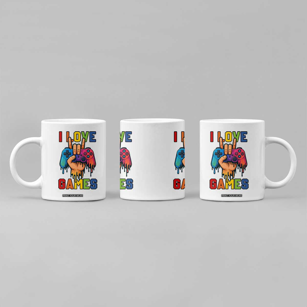 I Love Games Colorful Gamer Controller Gift Coffee Mug TS12 Print Your Wear