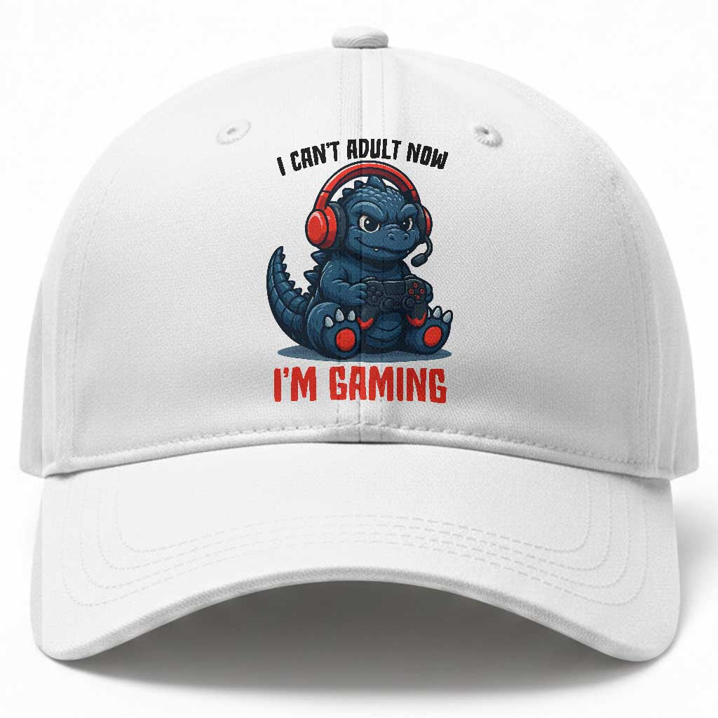I Cant Adult Now Im Gaming Baseball Cap Funny Monster Playing Video Game TS12 Print Your Wear