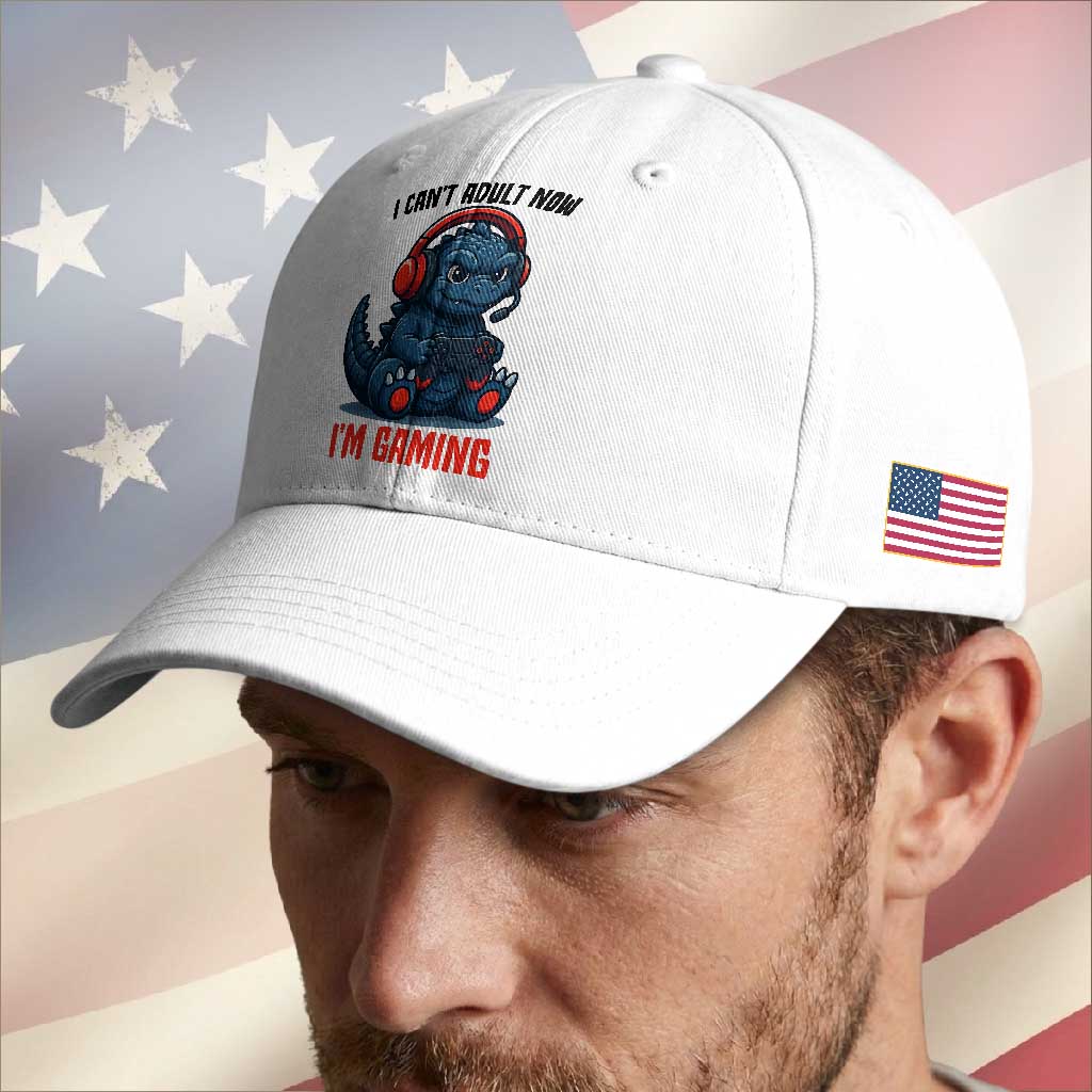 I Cant Adult Now Im Gaming Baseball Cap Funny Monster Playing Video Game TS12 Print Your Wear