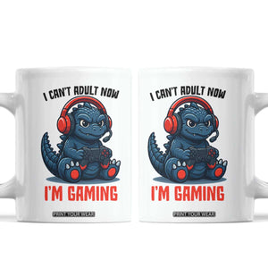 I Cant Adult Now Im Gaming Coffee Mug Funny Monster Playing Video Game TS12 White Print Your Wear