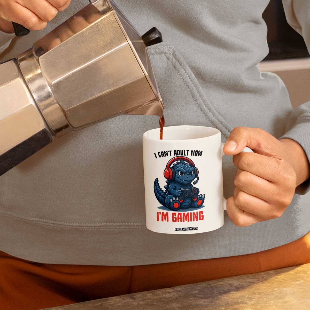 I Cant Adult Now Im Gaming Coffee Mug Funny Monster Playing Video Game TS12 Print Your Wear