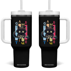 Game Time Tumbler With Handle Cute Black Cat Gamer Lover Gift TS12 One Size: 40 oz Black Print Your Wear