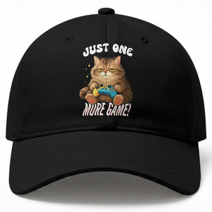 Just One More Game Baseball Cap Funny Lazy Cat Playing Video Game TS12 Print Your Wear